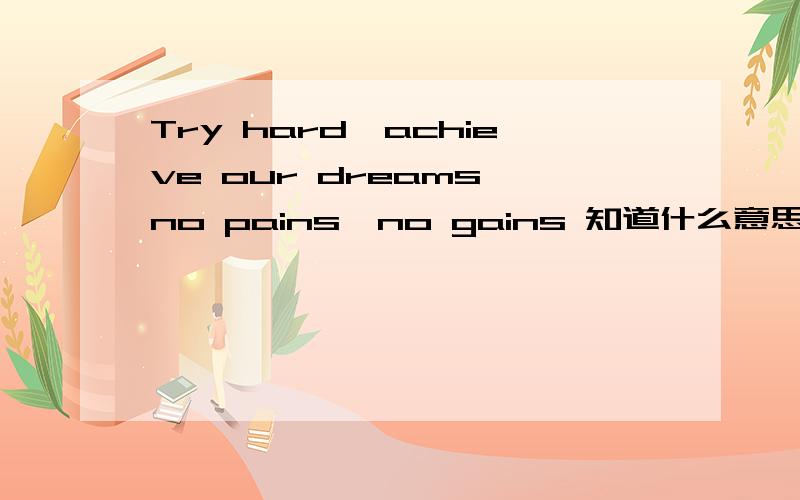 Try hard,achieve our dreams,no pains,no gains 知道什么意思的告诉下