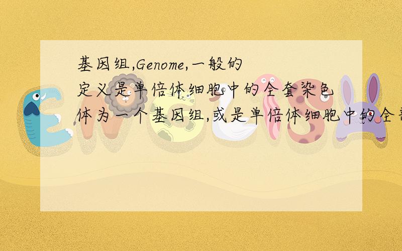 基因组,Genome,一般的定义是单倍体细胞中的全套染色体为一个基因组,或是单倍体细胞中的全部基因为一个基因组.那么,人的基因组是23条染色体还是24条呢?