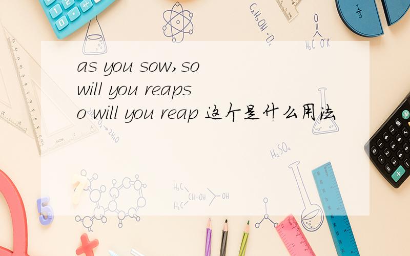 as you sow,so will you reapso will you reap 这个是什么用法