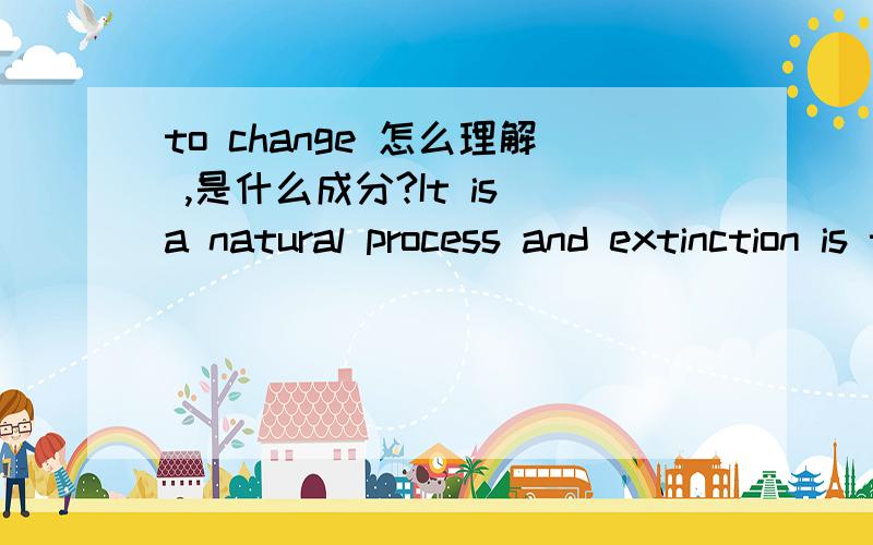 to change 怎么理解 ,是什么成分?It is a natural process and extinction is the fate of any animal that has specialized too far to change when its environment changes,or has to compete with a better-adapted and more powerful animal.句子意思