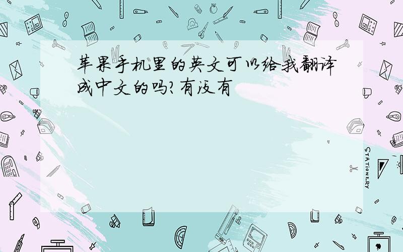 苹果手机里的英文可以给我翻译成中文的吗?有没有