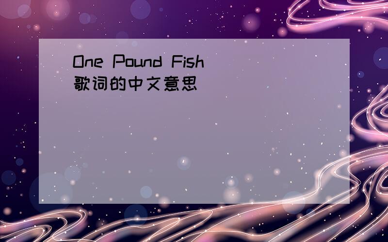 One Pound Fish歌词的中文意思